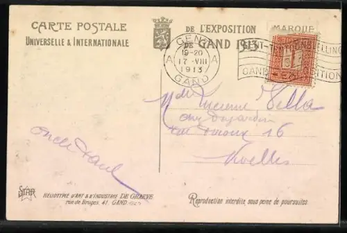 AK Gand, Exposition Universelle 1913, la cour d'honneur, la section francaise