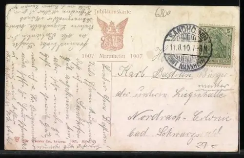 AK Mannheim, Friedrichsplatz mit nächtlicher Beleuchtung