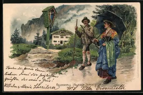 Künstler-AK Fritz Bergen: Reichenhall, Ortseinwohner in Nonner Tracht