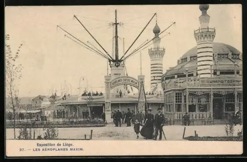 AK Liège, Exposition de Liège, les Aéroplanes Maxim