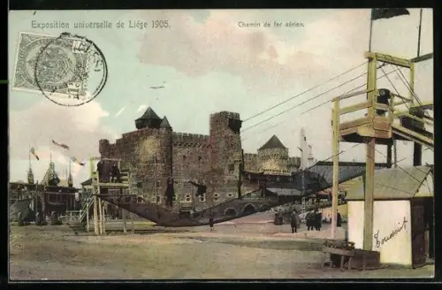 AK Liége, Exposition universelle de Liége 1905, chemin de fer aérien