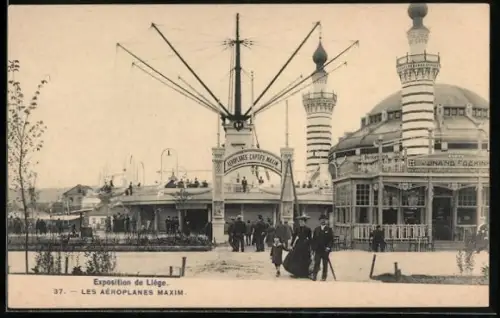 AK Liège, Exposition de Liège, les Aéroplanes Maxim
