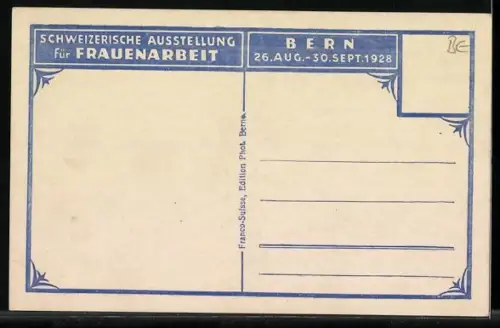 AK Bern, Schweiz. Ausstellung für Frauenarbeit 1928, Ausblick von der Küechliwirtschaft