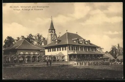 AK Bern, Landes-Ausstellung 1914, Dörfli mit Wirtschaft und Röseligarten