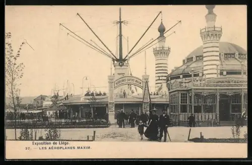 AK Liége, Exposition, Les Aéroplanes Maxim, Ausstellung