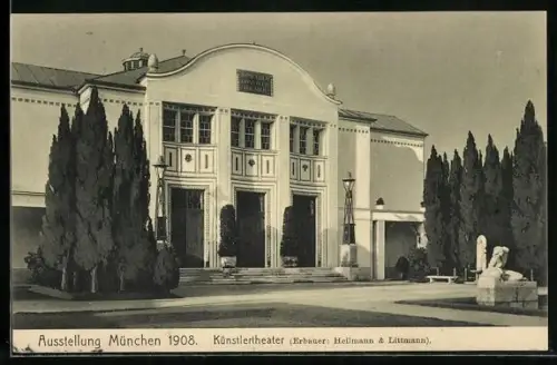 AK München, Ausstellung 1908, Blick zum Künstlertheater