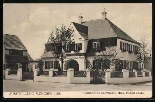 AK München, Ausstellung 1908, Landliches Gasthaus