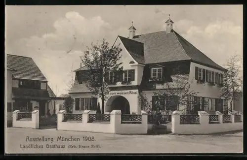 AK München, Ausstellung 1908, Landliches Gasthaus