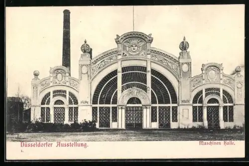 AK Düsseldorf, Ausstellung, Blick zur Maschinen-Halle