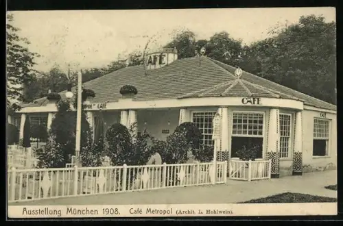 AK München, Ausstellung 1908, Café Metropol