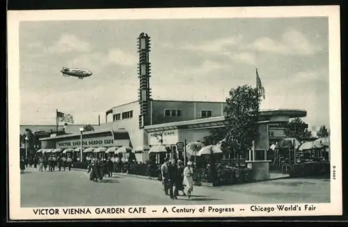 AK Chicago, World`s Fair, Victor Vienna Garden Café, Ausstellung