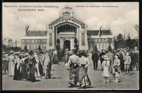 AK Nürnberg, Bayerische Jubiläums-Landesausstellung 1906, Gebäude der staatl. Forstausstellung