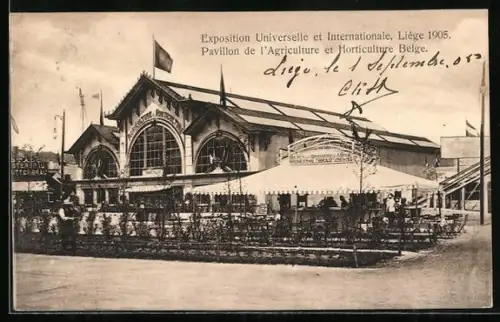 AK Liége, Exposition Universelle et Internationale 1905, Pavillon de l`Agriculture et Horticulture Belge