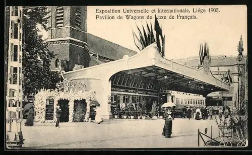 AK Liége, Exposition Universelle, Wagon-Restaurants
