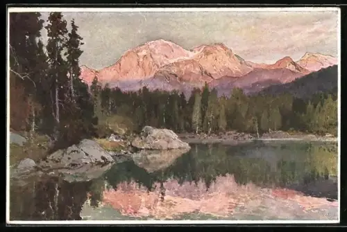 Künstler-AK Edward Theodore Compton: Hintersee mit Göll-Spiegelung