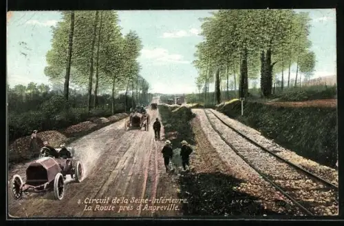 AK Angreville, Circuit de la Seine-Inférieure, La Route, Autorennen