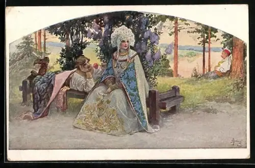 Künstler-AK S. Solomko: Schmeichler und Edelfräulein