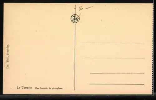 AK La Verrerie, Une batterie de gazogenes, Gasgenerator in einer Glasfabrik
