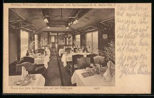 AK Speisewagen eines Personenzuges