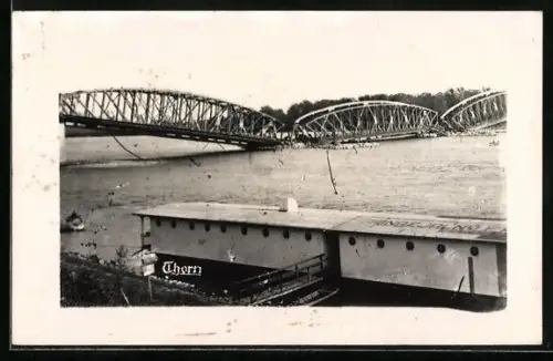 AK Thorn, Blick auf die zerstörte Brücke
