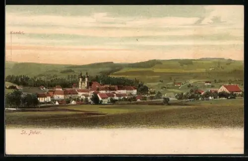 AK St. Peter / Schwarzwald, Ortsansicht mit Kirche