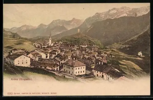 AK Ardez, Gesamtansicht aus der Vogelschau