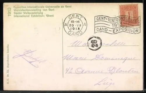 AK Gand, exposition universelle et internationale 1913, le pavillon du Canada, Doppeldecker-Flugzeug