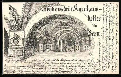 Künstler-AK Bern, Partie im Kornhauskeller