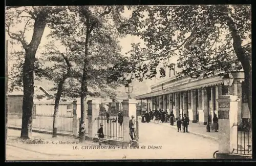 AK Cherbourg, La gare de départ, Bahnhof