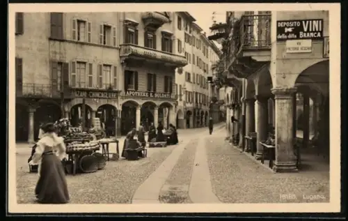 AK Lugano, Blick in eine Strasse