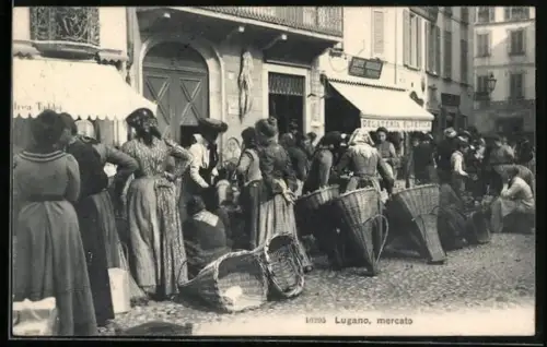 AK Lugano, Marktszene vor der Gelateria Elvetica