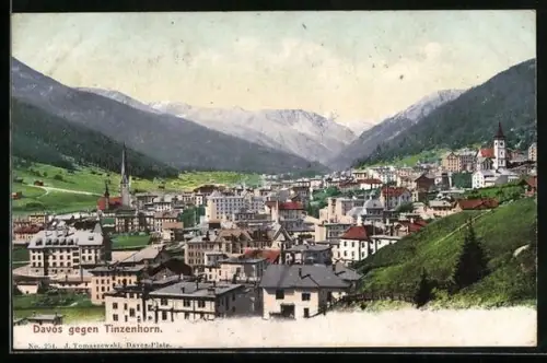 AK Davos, Totalansicht gegen Tinzenhorn