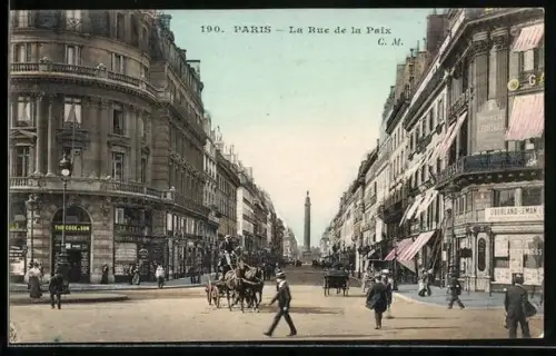 AK Paris, La Rue de la Paix mit Geschäft Th. Cook & Son