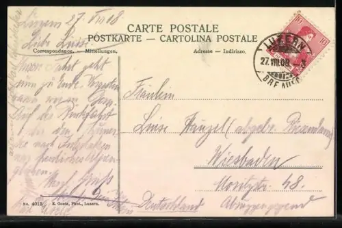 AK Luzern, Kapellbrücke und Wasserturm