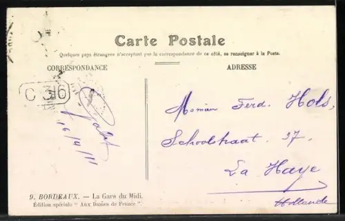 AK Bordeaux, La Gare du Midi, Bahnhof