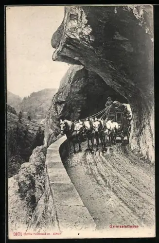 AK schweizer Gebirgspostkutsche