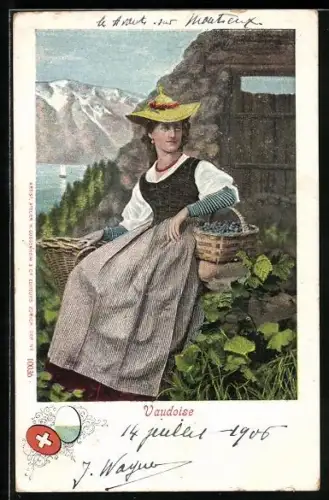 AK Vaudoise, Schweizerin in Tracht