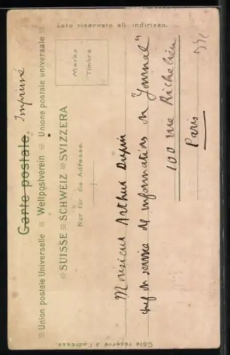 AK Wallis, Frau in Tracht mit Stock