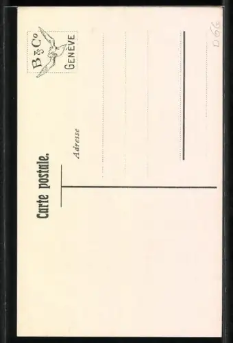 AK Obwalden, Unterwalden, Frau in Tracht blickt auf Ort und Bergpanorama, Wappen