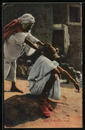 AK Barbier Arabe, Arabischer Friseur bei der Arbeit