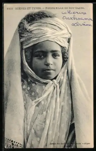 AK Bou-Saada, Scènes et Types, Petite Fille, Mädchen mit Kopftuch