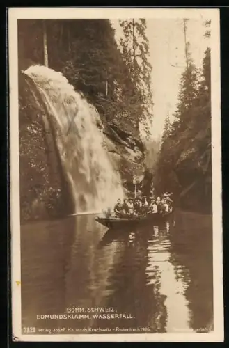 AK Edmundsklamm, Wasserfall in der Böhm. Schweiz