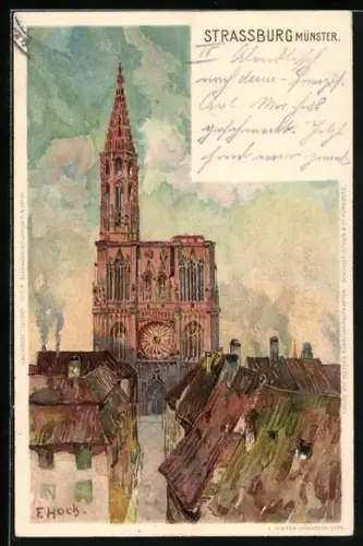 Künstler-AK F. Hoch: Strassburg, Partie am Münster