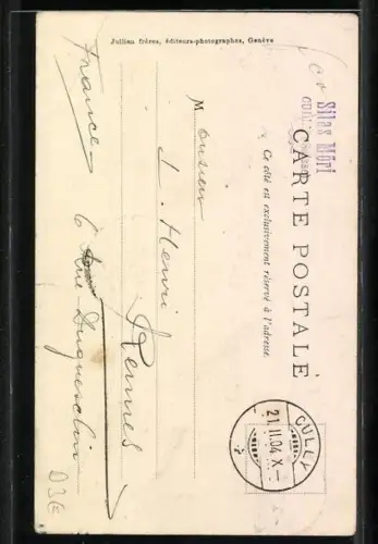 AK Val d`Illiez, Causerie au Village, Zwei Frauen an der Treppe