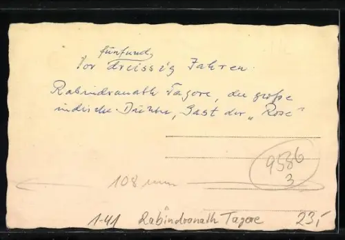 AK Dichter Rabindranath Tagore wird bei einem Besuch empfangen