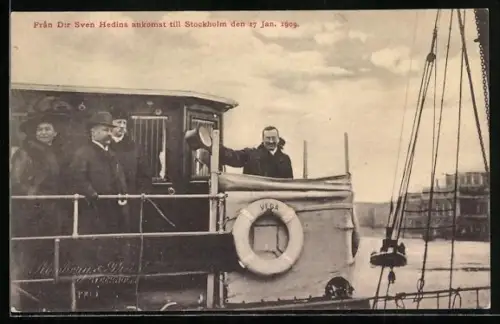 AK Stockholm, Fran D:r Sven Hedins ankomst till Stockholm den 17. Jan. 1909