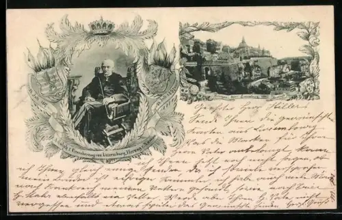 AK Luxemburg, Adolph I. Grossherzog von Luxemburg und Herzog von Nassau, Stadtpanorama