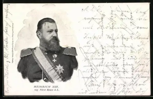 AK Heinrich XXII. Fürst Reuss ä. L. in Uniform mit Orden