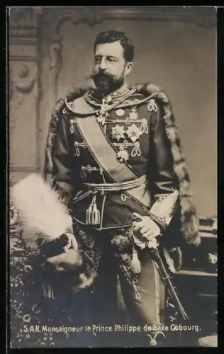 AK Prinz Philippe von Sachsen-Coburg-Gotha in Festtagsuniform