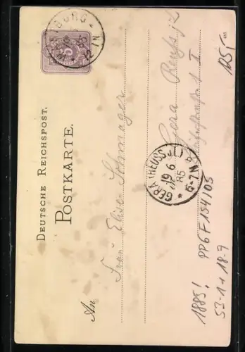 Vorläufer-Lithographie Ganzsache PP 6 F154 /05: Wartburg, 1885, Gesamtansicht